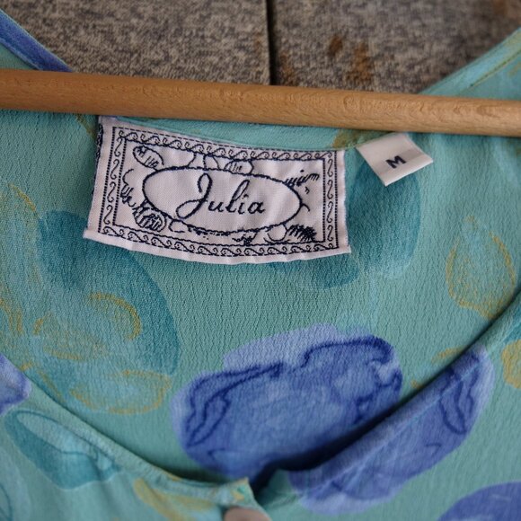 Vintage 1990s JULIA 100% Viscose Spring Summer Flowy Breathable Sundress Dress - Picture 7 of 12